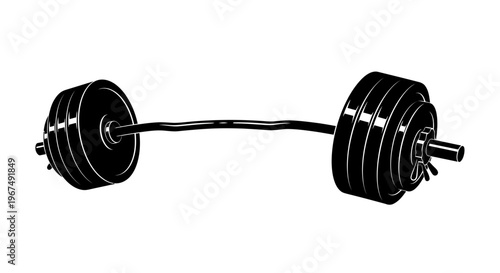 Heavy barbell with weights for strength training.