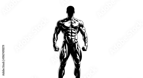 Muscular male bodybuilder silhouette in powerful pose.
