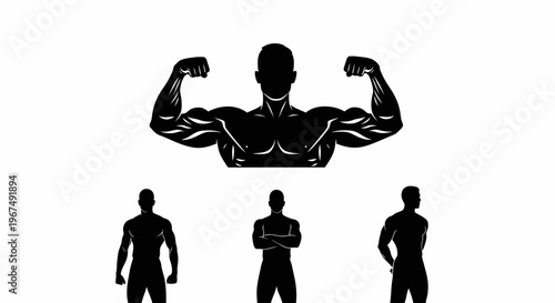 Muscular male silhouettes showcasing strength and fitness.