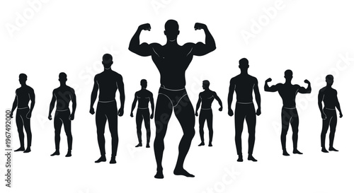 Silhouettes of muscular men showcasing their physique and strength.