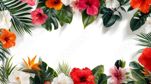 Colorful Flowers Surround a Blank Space for Text in a Design Layout for Vario...