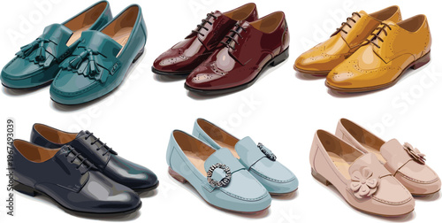 Elegant Leather Shoes for Men and Women in Various Colors and Styles for Fashion and Footwear Designs