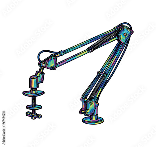 Colorful desktop microphone boom arm with adjustable clamp and springs