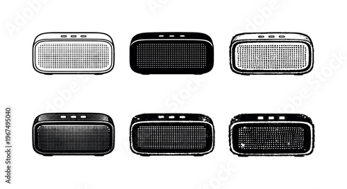 Portable bluetooth speaker device with grille front used for wireless music playback  containing EXACTLY six