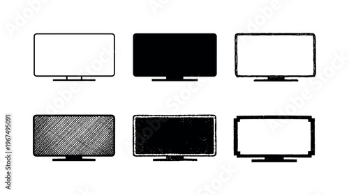 Television screen display with rectangular frame used for watching movies shows and broadcast programs at home
