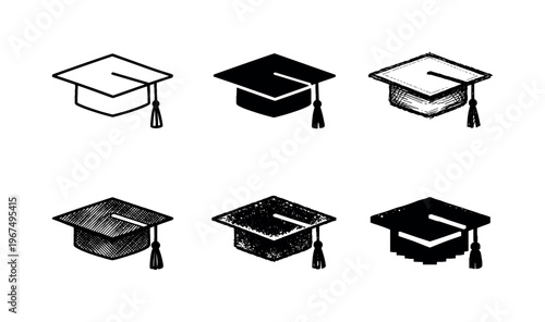 Graduation cap academic hat with square top and tassel worn by students during commencement ceremonies