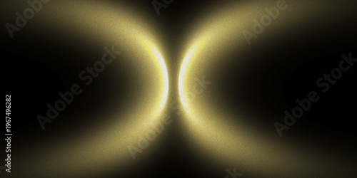 Symmetrical Abstract Golden Light Waves with Glowing Curved Lines on Black Background