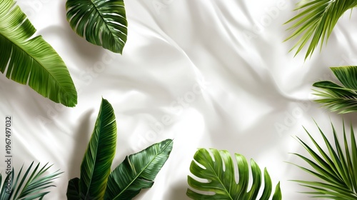 Green Leaves on a Light Background Create a Fresh Atmosphere for Design and Decoration