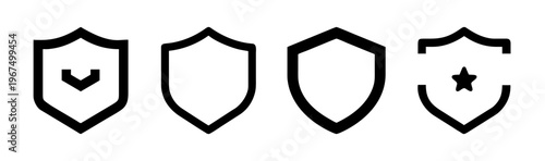 Set of four shield icons representing security, protection, and brand reputation.