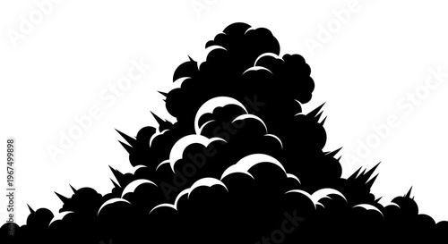 Dramatic black silhouette of a powerful explosion or smoke cloud.