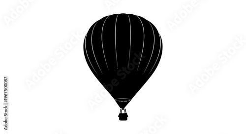 Hot Air Balloon Silhouette Isolated on White Background.