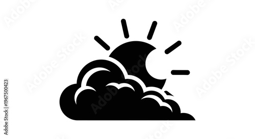 Sun and Cloud Weather Icon.