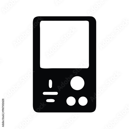 A black silhouette of a handheld video game console is displayed.