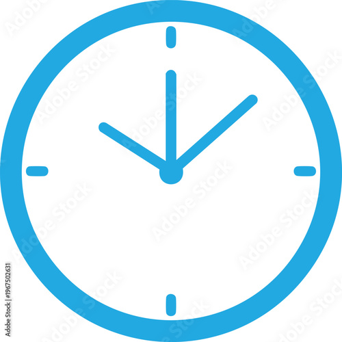 Blue clock face with hands pointing to 10 05 time watch white