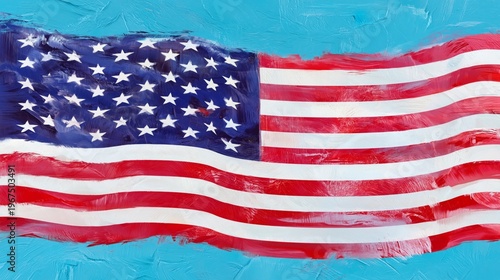 Waving Flag of the United States Against Clear Blue Sky With Bright Sunlight ...