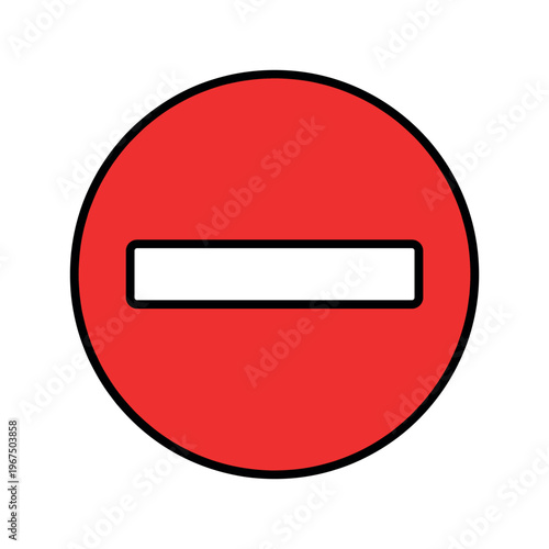 A simple vector illustration of a red 'Do Not Enter' sign. This graphic icon symbolizes prohibition, warning, and restricted access. Ideal for traffic, safety, and UI design.