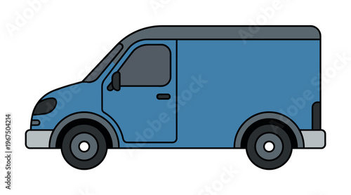 A simple vector illustration of a blue commercial delivery van. Ideal for logistics, shipping, transportation services, and e-commerce graphics.
