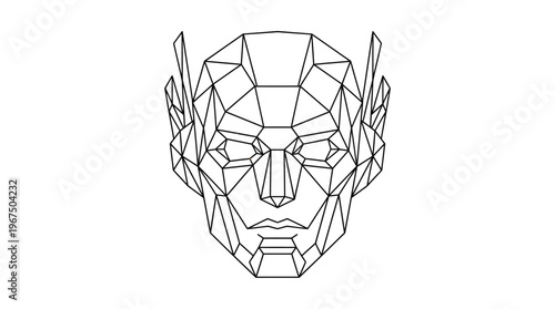 Abstract polygonal wireframe robot face mask showing futuristic artificial intelligence concept for technology vector illustration