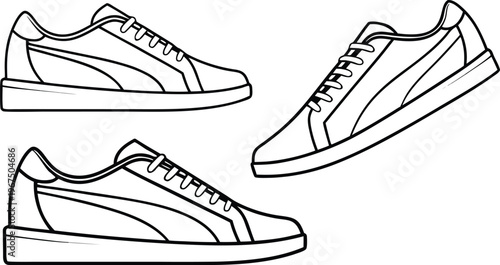 Minimal comic motion lines set with clean straight athletic shoes sneakers comic style