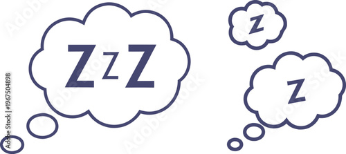 Sleep with thought bubbles and zzz symbol clouds speech bubbles