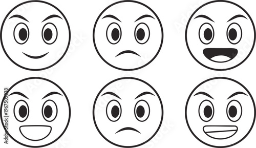 Minimal anime style facial expression with clean lines and simple facial expressions