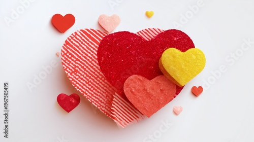 Colorful Candy Hearts Scattered on a Dotted Background for Festive Occasions