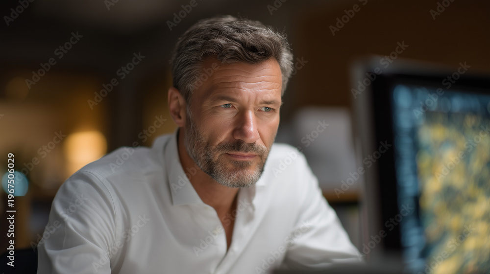 Obraz premium Longevity clinic physician analyzing patient biomarkers and cellular age indicators using advanced diagnostic imaging in private antiaging treatment facility consultation room, perfect for preventiv
