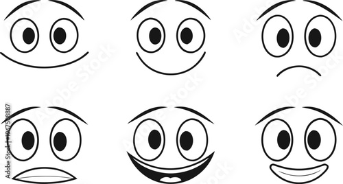 Minimal cartoon face with simple eyes and mouths cartoon faces minimal simple eyes