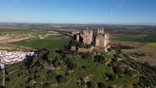 Aerial View of Almodovar del Rio Castle – Dramatic Medieval Fortress in Cordoba, Andalusia, Spain