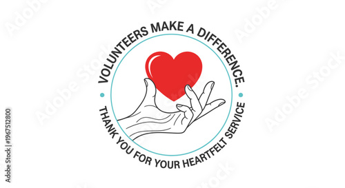 Volunteer appreciation logo with heart.