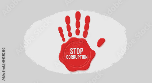 Stop Corruption Social Justice Handprint Symbol.