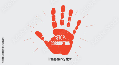 Stop corruption concept with hand and slogan.