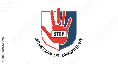 International Anti Corruption Day Stop Sign.