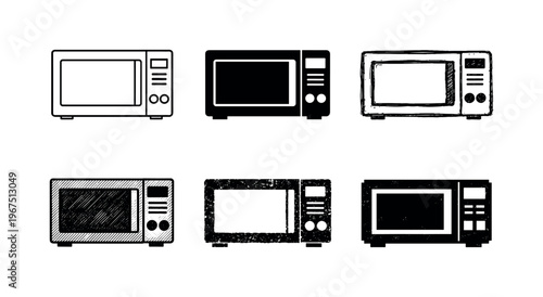 Kitchen microwave oven with front glass door and side control panel, used to heat and cook food quickly