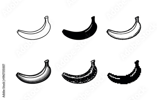 Ripe yellow banana with gentle curve and small stem, commonly eaten as a sweet fruit snack and used in smoothies | Create ONE