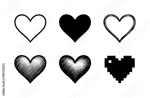 Classic heart symbol with smooth rounded lobes and pointed bottom tip, representing love affection and care