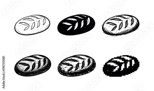 Artisan Bread Variants. Rustic artisan bread loaf with scored crust pattern and oval form, baked for hearty homemade dishes |