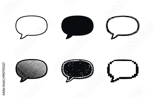 Chat message bubble with curved outline and small tail tip, symbolizing communication in messaging apps