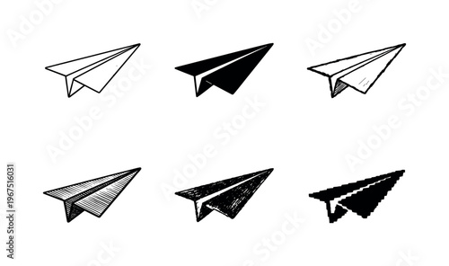 Classic dart style paper airplane with narrow body and angled wings, designed to glide through the air | Create ONE image