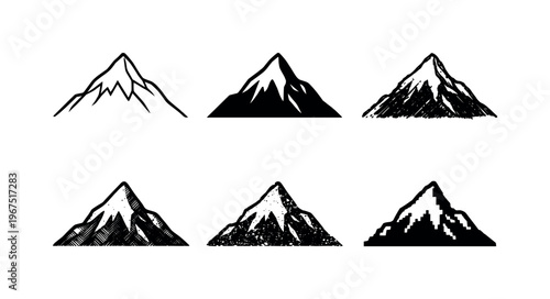 Snow capped mountain peak with sharp summit and sloping sides, representing adventure hiking and natural landscapes | Create ONE