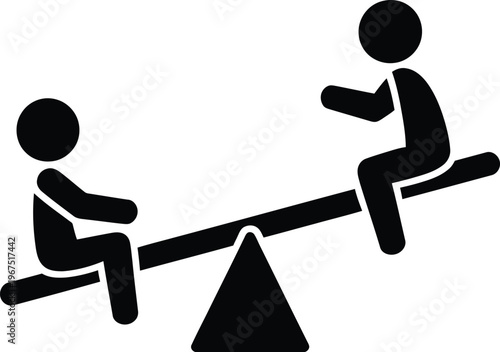 Two children playing on a seesaw icon
