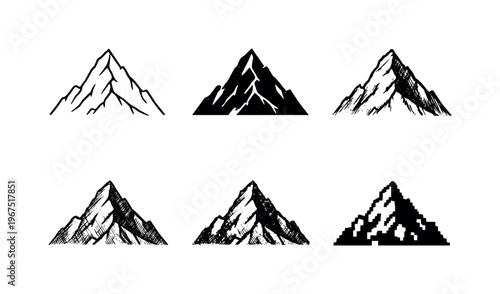 Alpine mountain peak with steep triangular form and uneven rocky edges, symbolizing exploration challenge and wilderness | Create