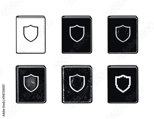 Closed passport book with simple front cover and centered badge shape, required for identity verification during travel | Create