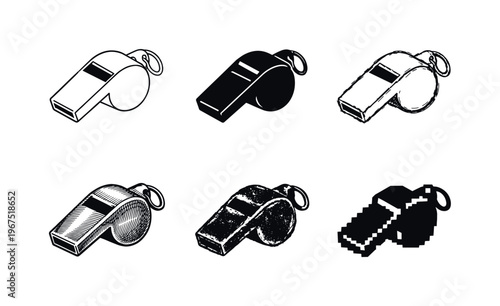 Metal referee whistle with small ring attachment, used to signal fouls and control the pace of a football match | Create ONE