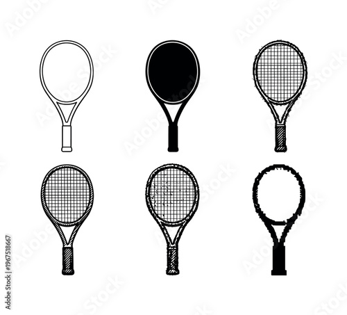 Professional tennis racket with oval stringed head and grip handle, used to strike the ball during singles and doubles matches |