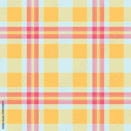Lady check texture background, cute plaid fabric seamless. Shape textile tartan vector pattern in light and red colors.