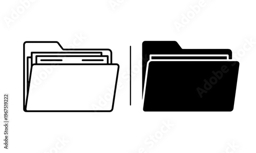 File Folder Organization Icon in Outline and Solid Black Vector for papers, assignments, study organization