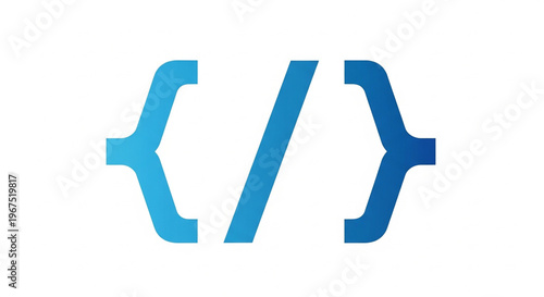 A blue code bracket symbol used for programming and web development purposes