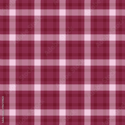 Kind tartan plaid texture, man seamless background textile. Woman check fabric pattern vector in pink and red colors.