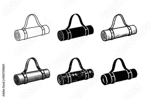 Strapped yoga mat with carrying band wrapped around, convenient for transport to classes and outdoor sessions | Create ONE image